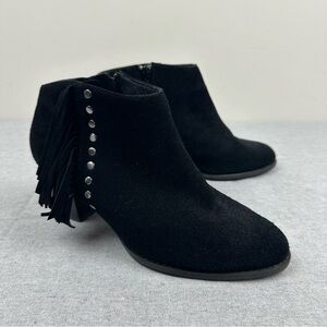 Vionic Women's Faros Fringe Black Suede Ankle Bootie, 7